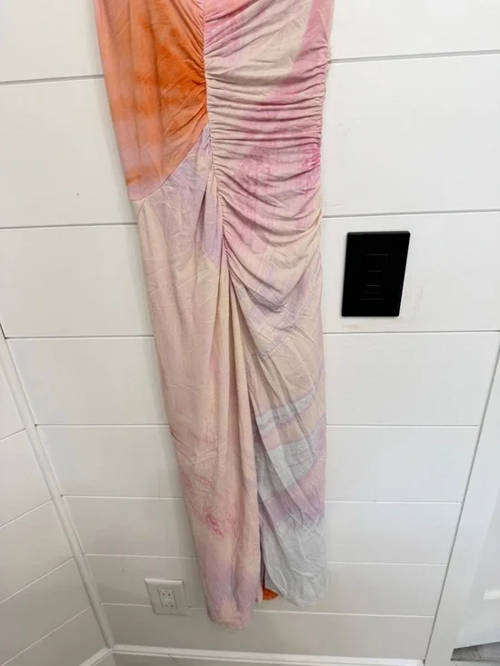 Jonathan Simkhai Coral Havana Marble Printed Midi Dress Size XS 36328 - Picture 10 of 15